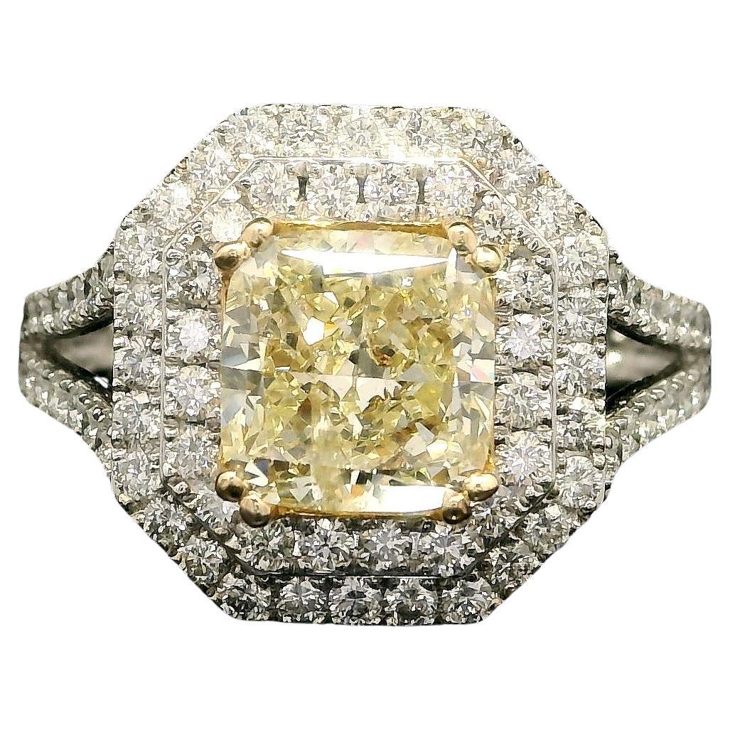 IGI Certified - 2.13 Carats Fancy Yellow Diamond Ring