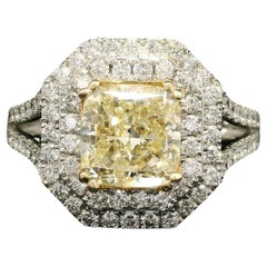 IGI Certified - 2.13 Carats Fancy Yellow Diamond Ring