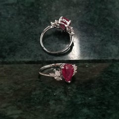 IGI Certified 2.15 Carat Burma Ruby & Diamond Ring in 18K White Gold