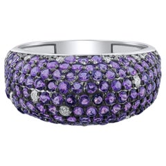 IGI Certified 2.15 Carat Natural Amethyst and Diamond Ring in 14K Gold
