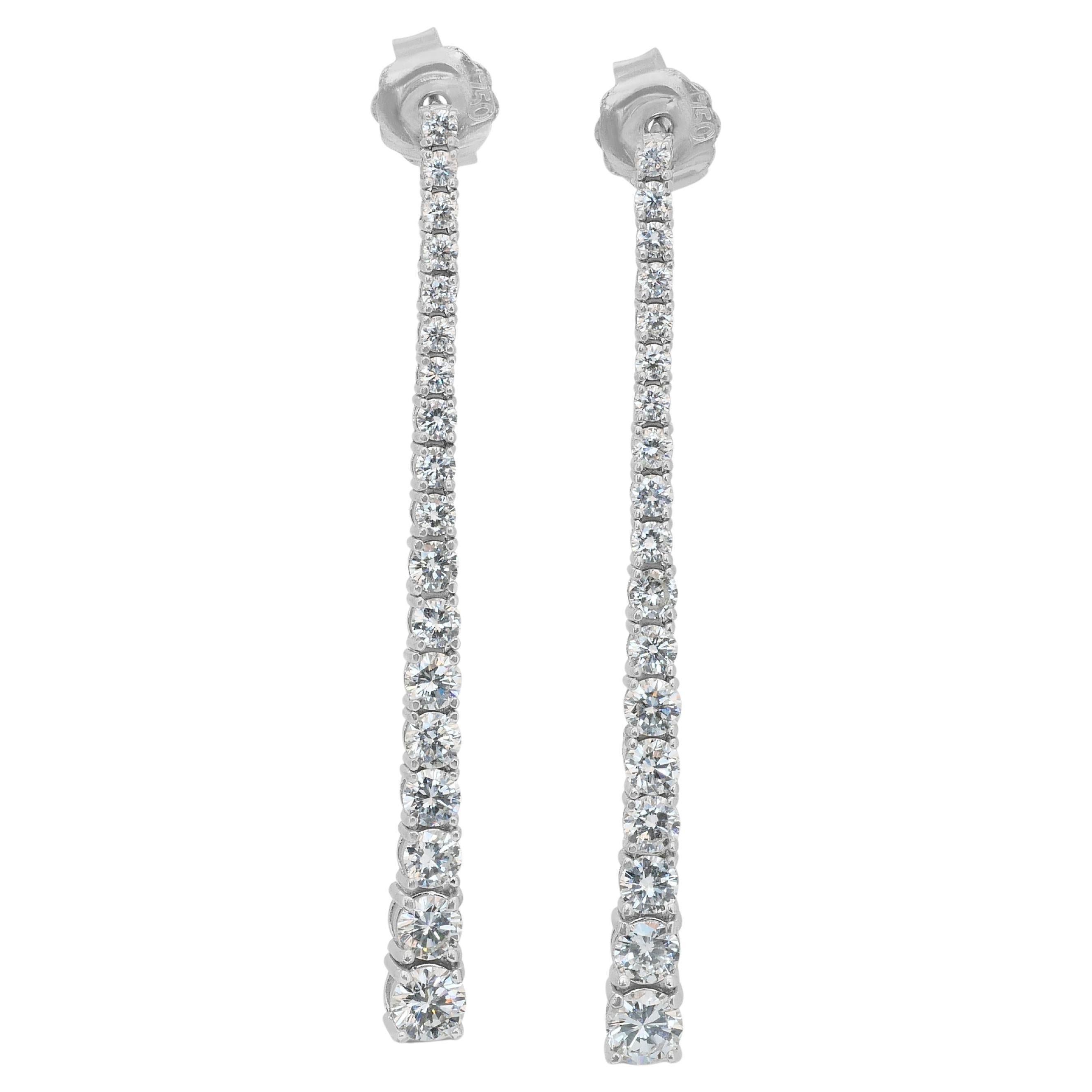 IGI Certified 2.16ct Diamonds Drop Earrings in 18k White Gold