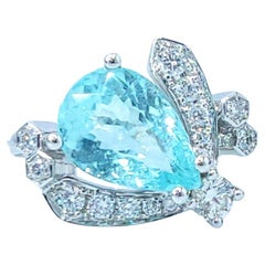 Anello con Paraiba e Diamante da 2,17 carati certificato IGI in oro bianco 18K