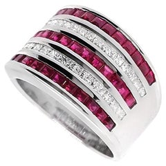 IGI Certified 2.17ct Burma Rubies and 0.59ct Diamonds 18k White Gold Ring