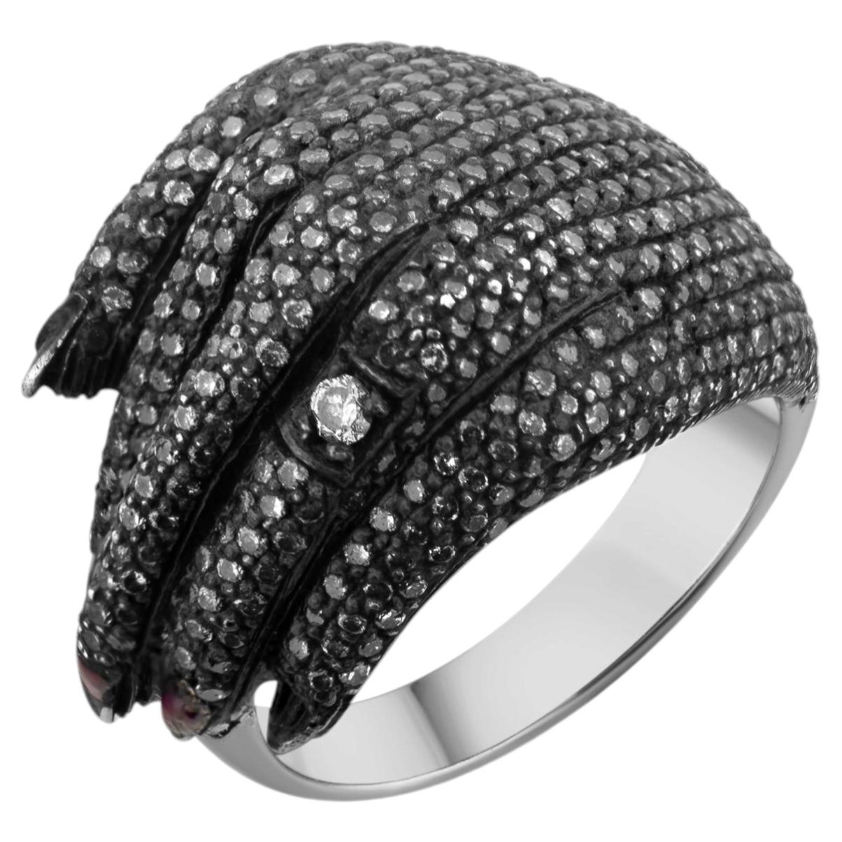 IGI Certified 2.18 Carat Natural Diamond Hand Motif Statement Ring 8K Gold