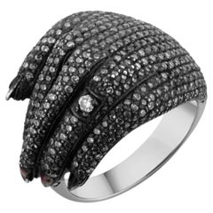 IGI Certified 2.18 Carat Natural Diamond Hand Motif Statement Ring 8K Gold