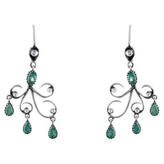 IGI Certified 2.2 Carat Natural Emerald and Diamond Drop Earrings in 8K Gold