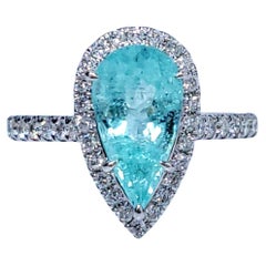 IGI Certified 2.21 Carat Paraiba and Diamond Ring in 18K White Gold