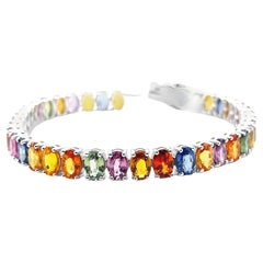 Armband aus 14 Karat Weißgold mit IGI-zertifizierten 22,16 Karat natürlichen mehrfarbigen Saphiren