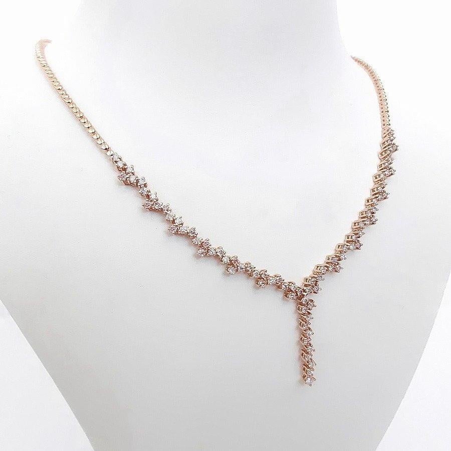 Pink diamonds are extremely unique and rare, ranking as the most special colored diamonds worldwide.

This exquisite necklace features 82 natural round brilliant diamonds, totaling 2.22 carats, with a captivating Fancy Light Pink color that exudes