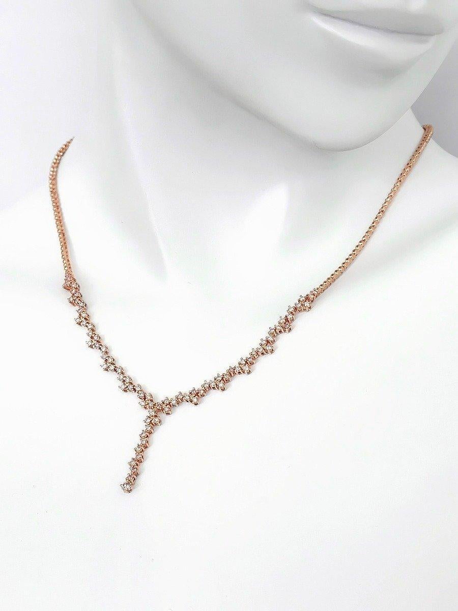 Round Cut IGI Certified 2.22 Natural Pink Diamond Necklace 14K Rose Gold For Sale