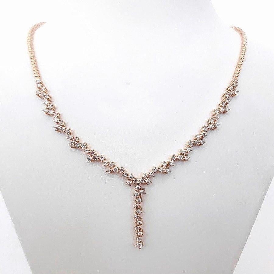 Women's IGI Certified 2.22 Natural Pink Diamond Necklace 14K Rose Gold For Sale