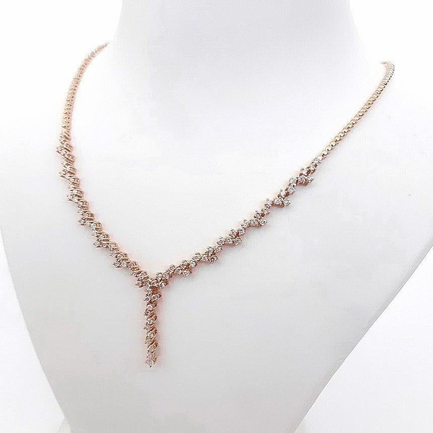 IGI Certified 2.22 Natural Pink Diamond Necklace 14K Rose Gold For Sale 1