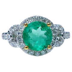 Anello con smeraldo colombiano da 2,23 carati e diamante da 0,54 carati certificato IGI