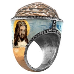 Bague à motif Jésus et croix certifiée IGI 2,23 carats Diamant Naturel