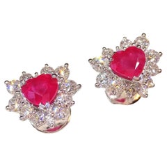 IGI Certified 2.23 Carat Ruby & 1.30 Carat Diamond Earrings in 18K White Gold