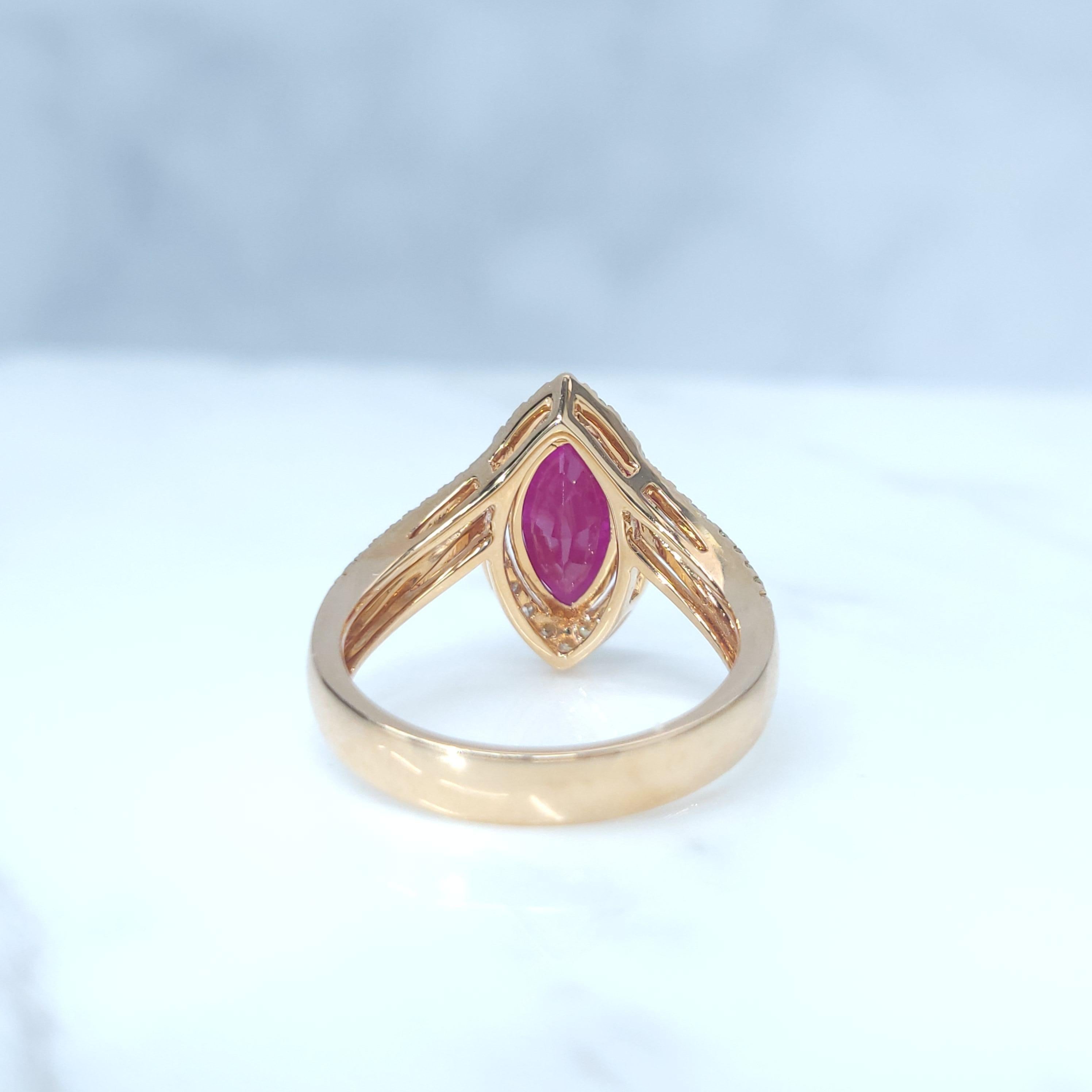 IGI-zertifizierter Ring aus 18 Karat Roségold mit 2,24 Karat Burma-Rubin und Diamant im Angebot 1