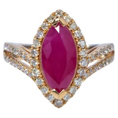 Anillo de oro rosa de 18 quilates con rubí de Birmania y diamantes de 2,24 quilates con certificado IGI