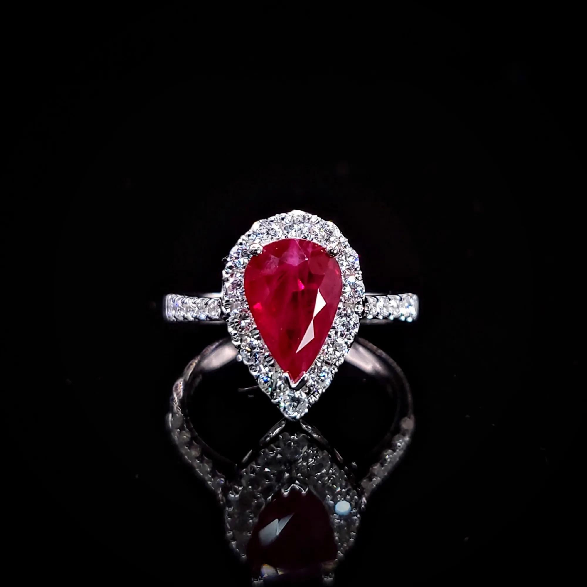 IGI Certified 2.24 Carat Burma Ruby & Diamond Ring in 18K White Gold For Sale 5