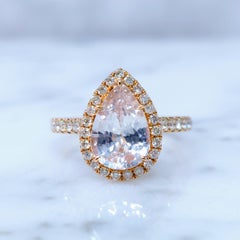 IGI Certified 2.24 Carat Colorless Sapphire & Diamond Ring in 18K Rose Gold