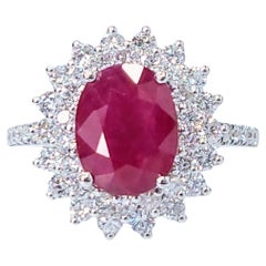 IGI Certified 2.25 Carat Burma Ruby & Diamond Ring in 18K White Gold
