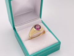 IGI Certified 2.25 CT Deep Pink Natural Spinel 14K Yellow Gold Ring