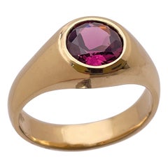 Bague en or jaune 14K certifiée IGI 2.25 CT Deep Pink Natural Spinel