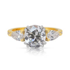 IGI Certified 2.25ct Diamonds 3-Stone Ring with Pave Accent