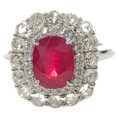 IGI Certified 2.26 Carat  Burma Ruby & Diamond Ring in 18K White Gold