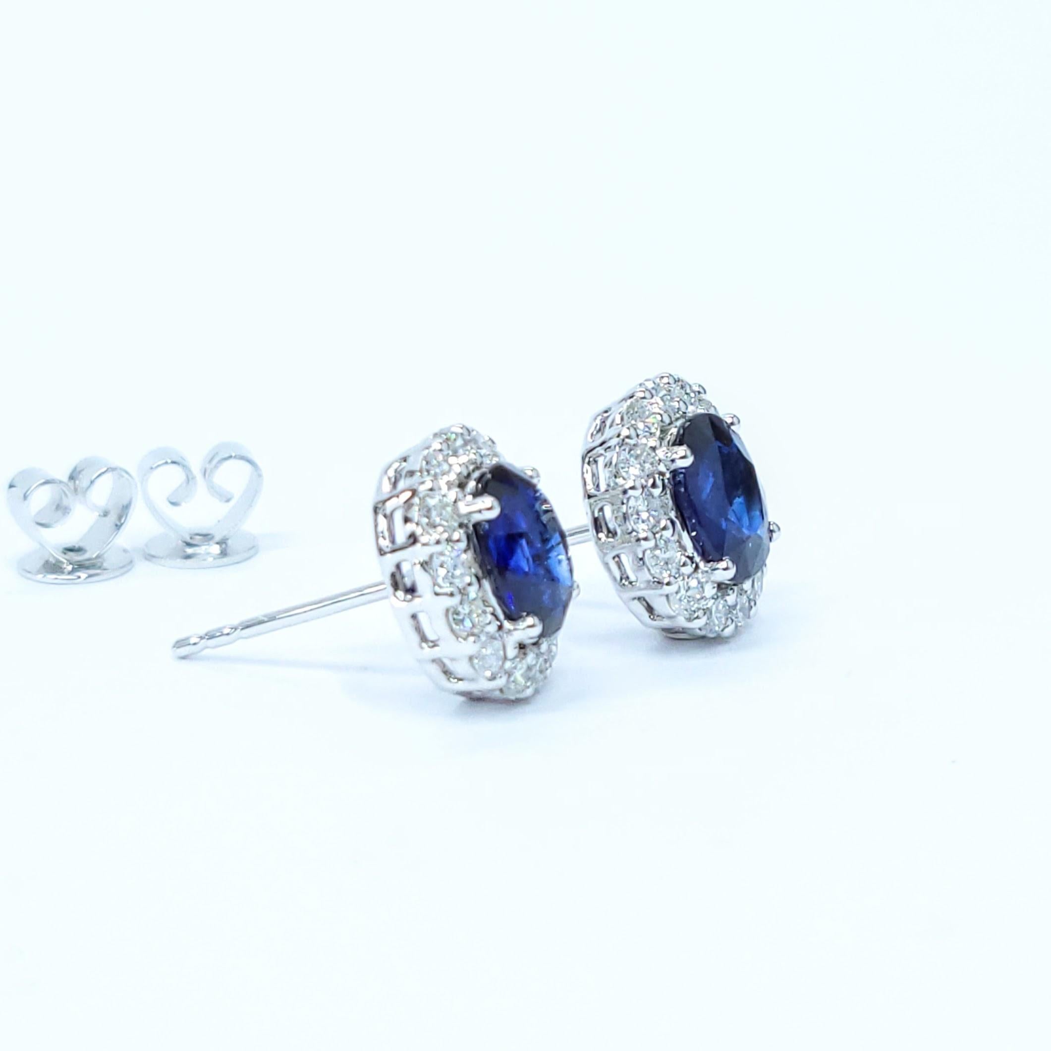 Boucles d'oreilles en or blanc 18 carats saphir et diamant certifiées IGI de 2,26 carats en vente 5