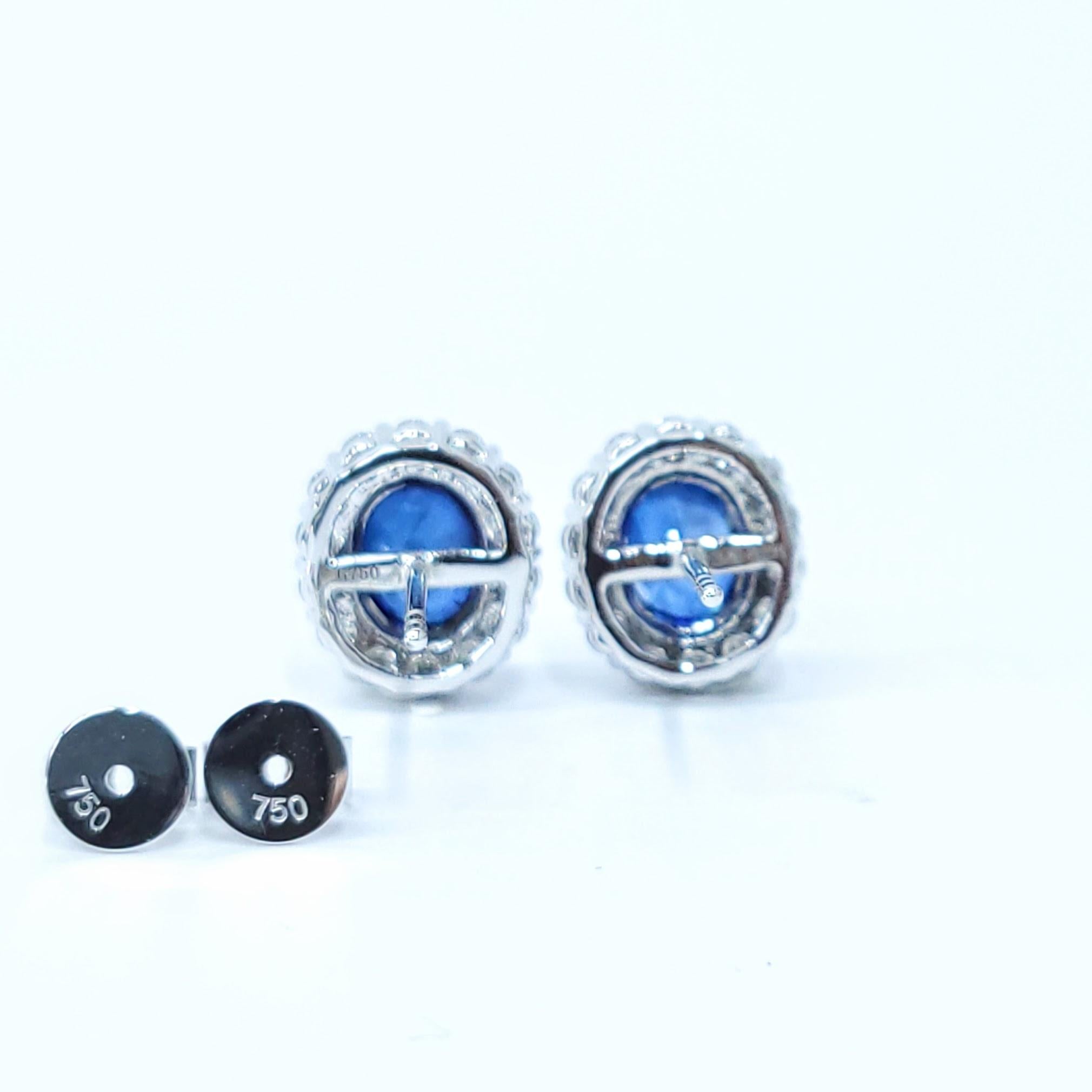 Boucles d'oreilles en or blanc 18 carats saphir et diamant certifiées IGI de 2,26 carats en vente 2