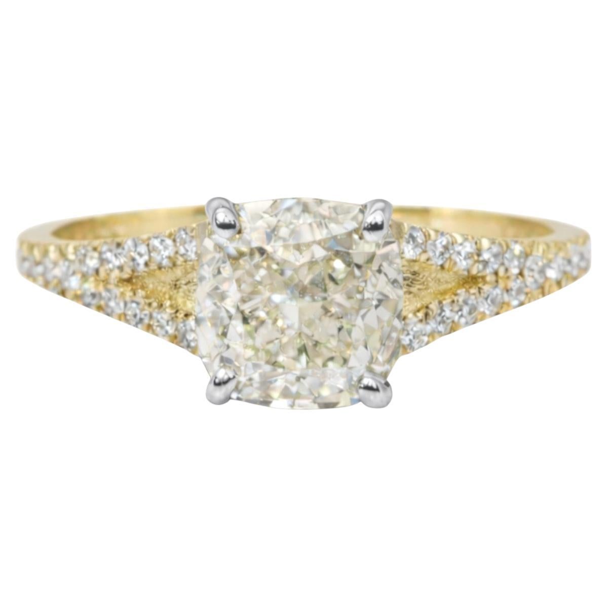 IGI zertifiziert 2,26ct Diamanten Pave Ring in 18k Gelb & Weißgold