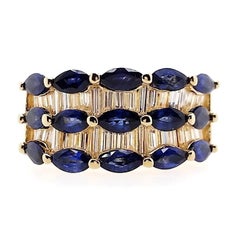 IGI Certified 2.26ct Natural Sapphires and 1.25ct Diamonds 18k Yellow Gold Ring