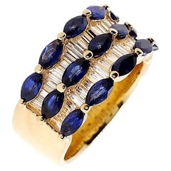 IGI Certified 2.26ct Natural Sapphires and 1.25ct Diamonds 18k Yellow Gold Ring