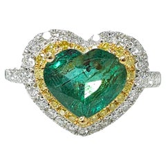 Anello con smeraldo naturale da 2,28 carati e diamante da 0,59 carati certificato IGI