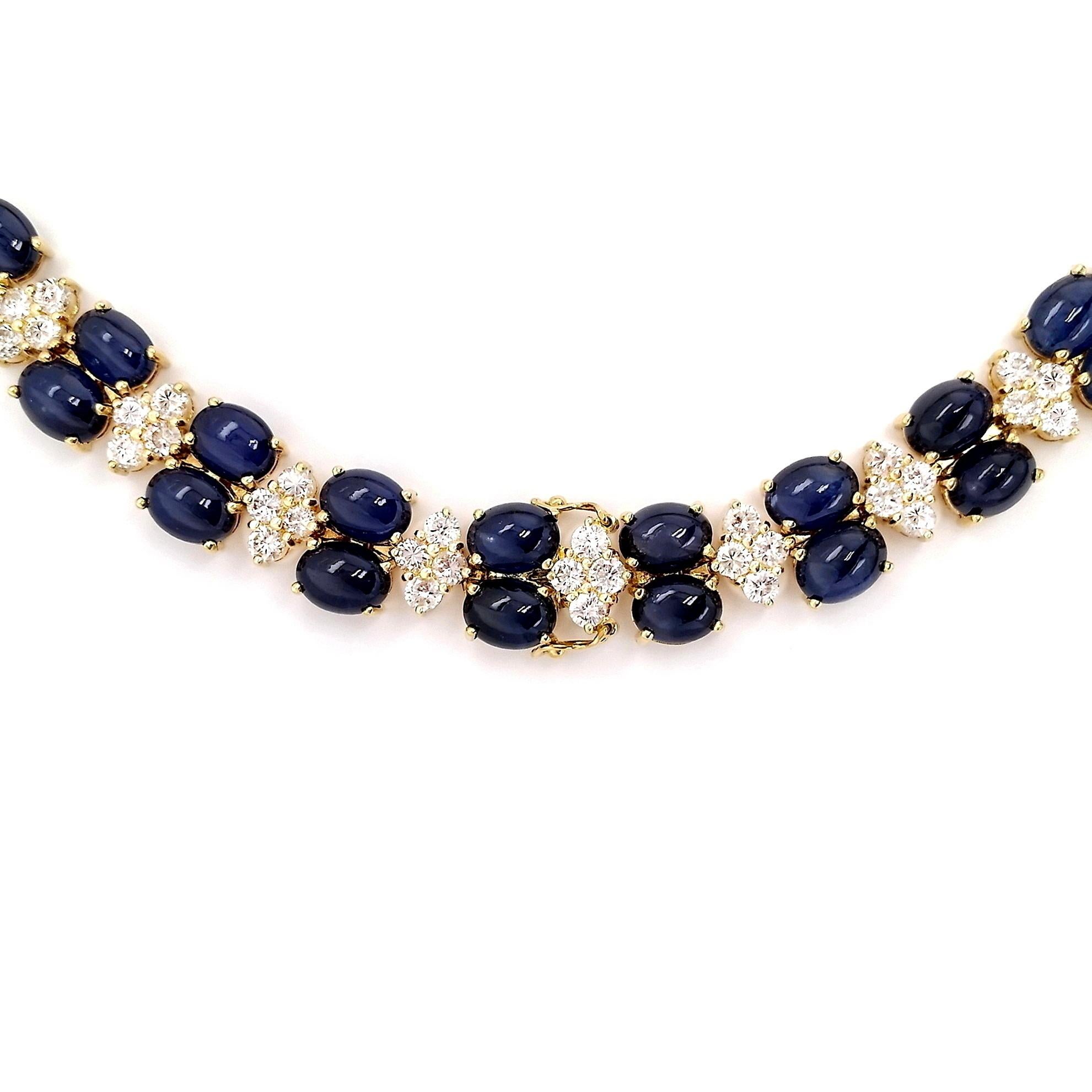 Collana in oro con zaffiri naturali certificati IGI 228,55ct e diamanti naturali 32,69ct in vendita 2