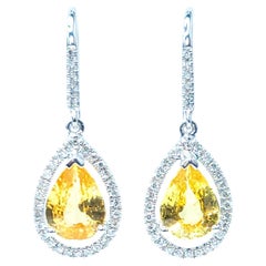 IGI Certified 2.32 Carat Ceylon Sapphire and Diamond Earrings in 18K White Gold