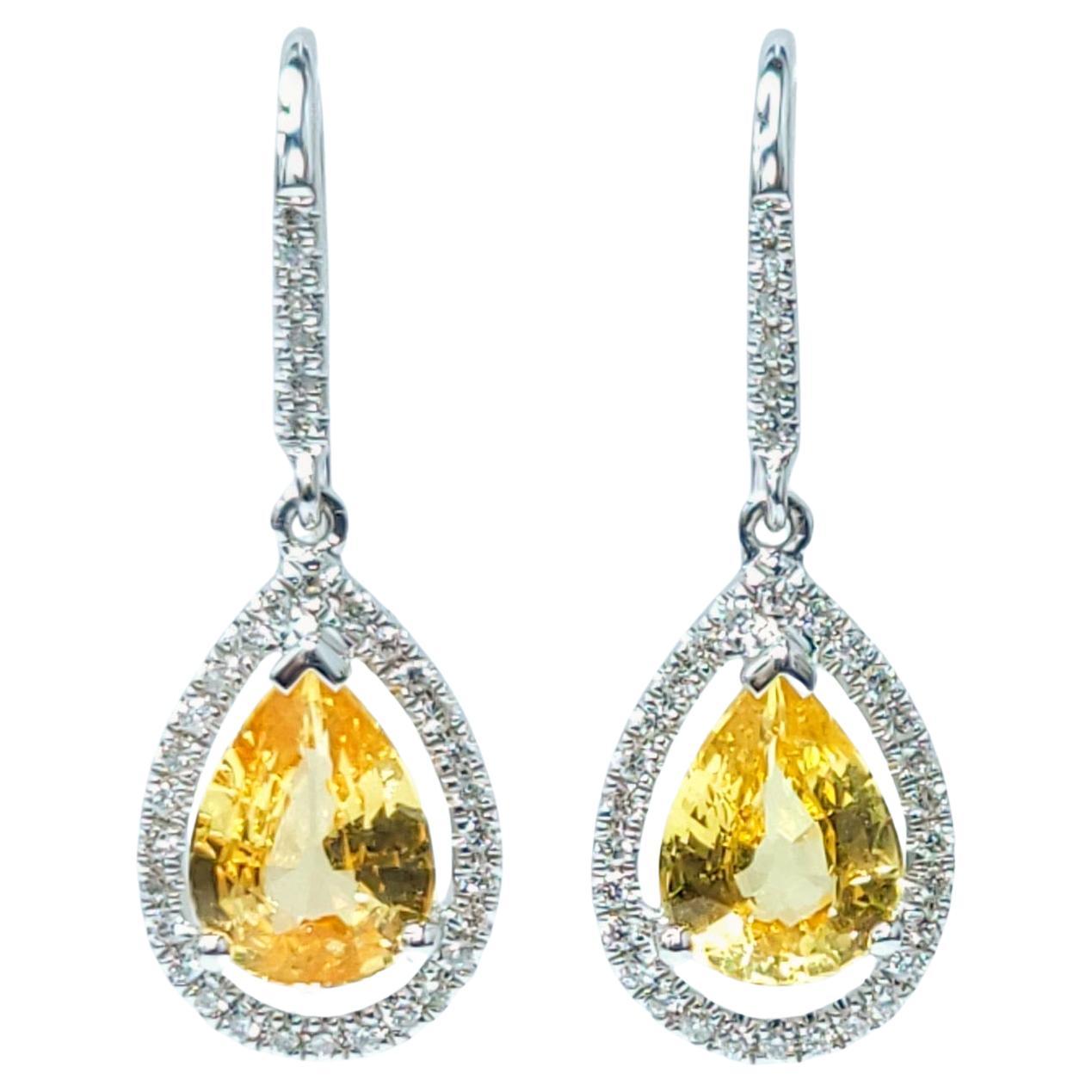 Orecchini con zaffiro di Ceylon e diamanti certificati IGI da 2,32 carati in oro bianco 18 carati