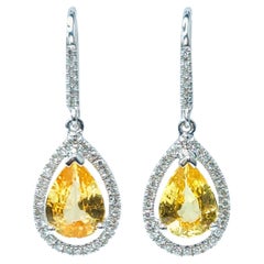 IGI Certified 2.32 Carat Ceylon Sapphire and Diamond Earrings in 18K White Gold
