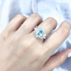 IGI Certified 2.32 Carat Paraiba & Diamond Ring in 18K White Gold