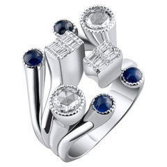 IGI-zertifizierter Statement-Ring mit einem 2,34-Karat-Diamanten und einem blauen Turmalin, 14 Karat Gold