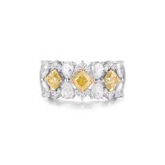 IGI Certified 2.34 Carat Yellow Diamond Fancy Diamond Rings in 18K White Gold