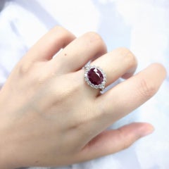IGI Certified 2.35 Carat Burma Ruby and Diamond Ring in 18K White Gold
