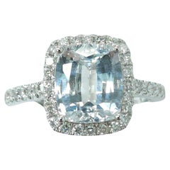 IGI Certified 2.35 Carat Unheated Sapphire & Diamond Ring in 18K WhiteGold