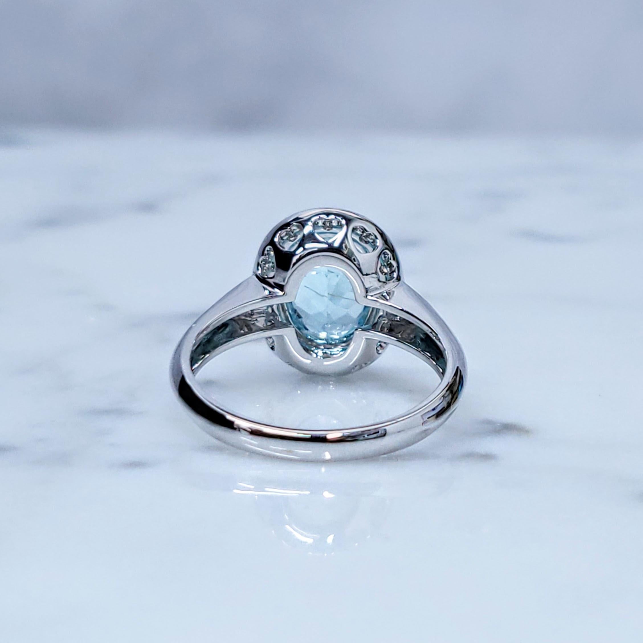 Anello con Paraiba e diamanti da 2,39 carati certificati IGI in oro bianco 18 carati in vendita 5