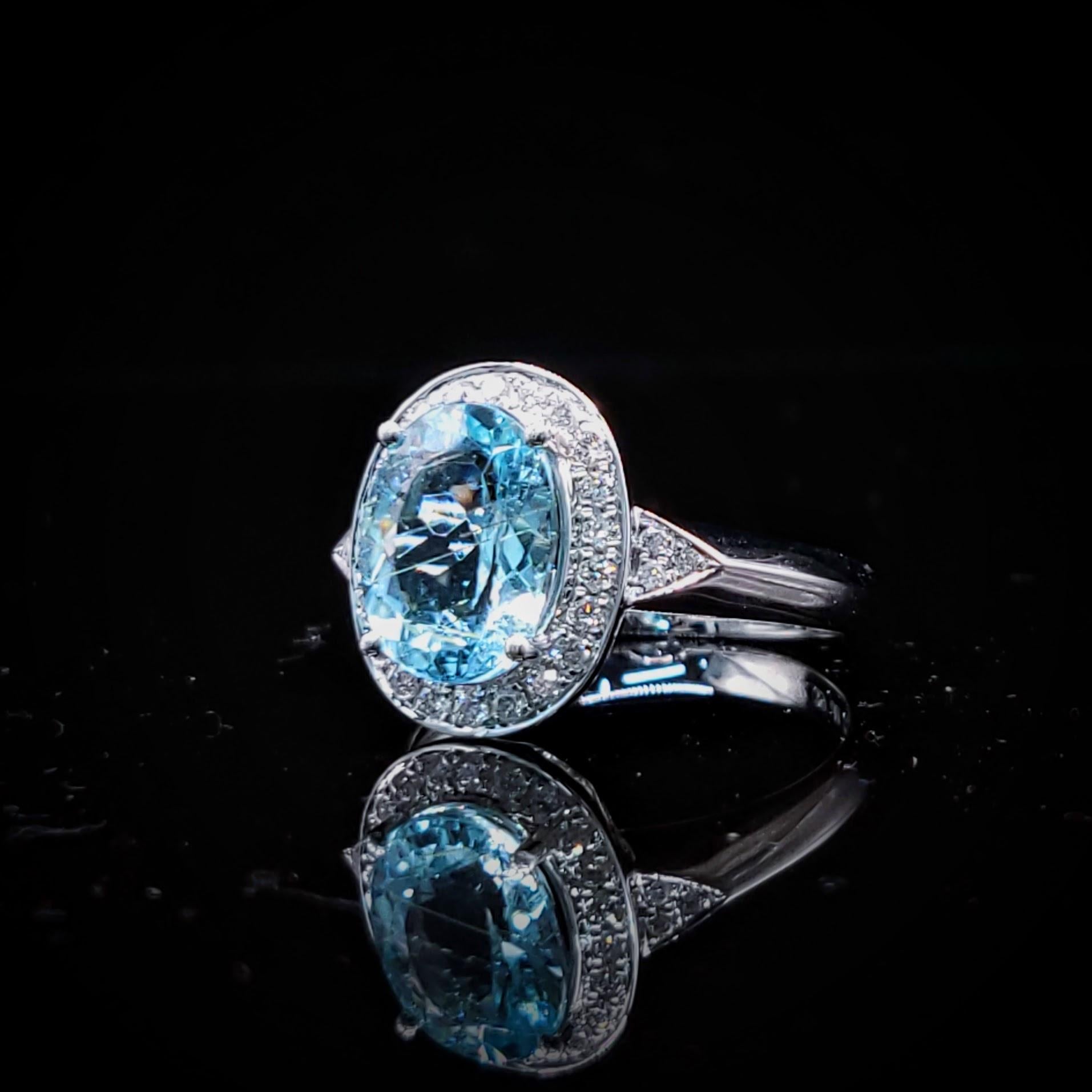 Anello con Paraiba e diamanti da 2,39 carati certificati IGI in oro bianco 18 carati in vendita 8