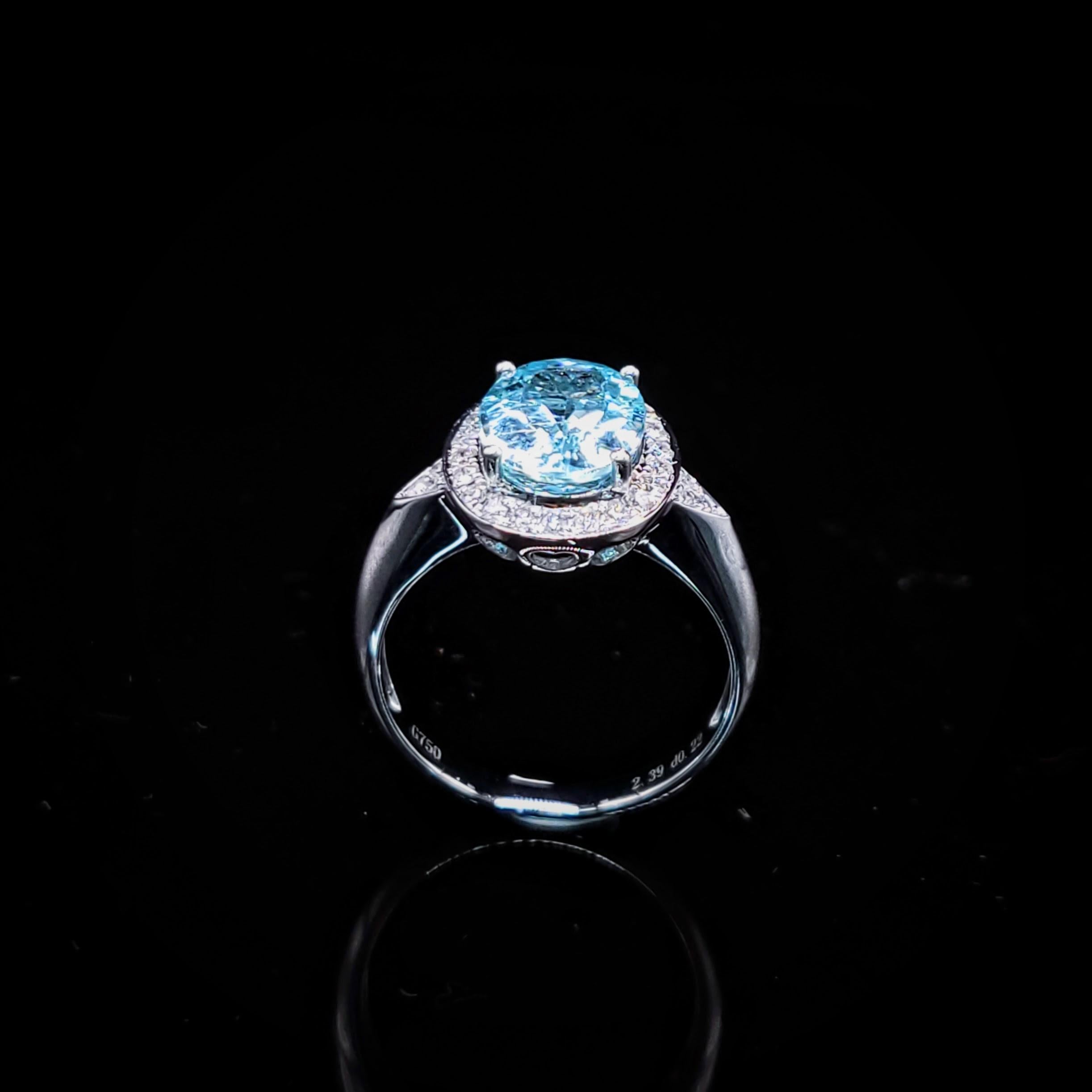 Anello con Paraiba e diamanti da 2,39 carati certificati IGI in oro bianco 18 carati in vendita 9