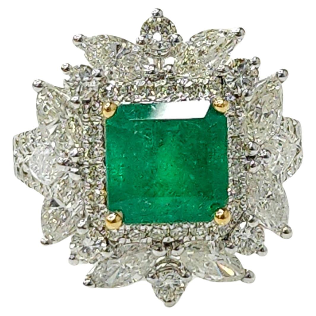 Introducing a truly captivating piece of jewelry, the IGI certified 18K white gold 2.40 Carat Colombian Emerald diamond ring. This ring is a stunning showcase of elegance and sophistication, featuring an exquisite Emerald shape gemstone.

The
