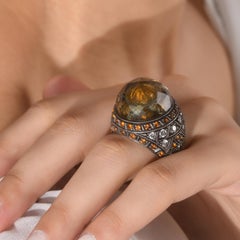 IGI Certified 2.41 Carat Diamond and Multigem Statement Ring 8K Gold