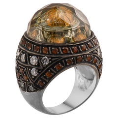 IGI Certified 2.41 Carat Diamond and Multigem Statement Ring 8K Gold