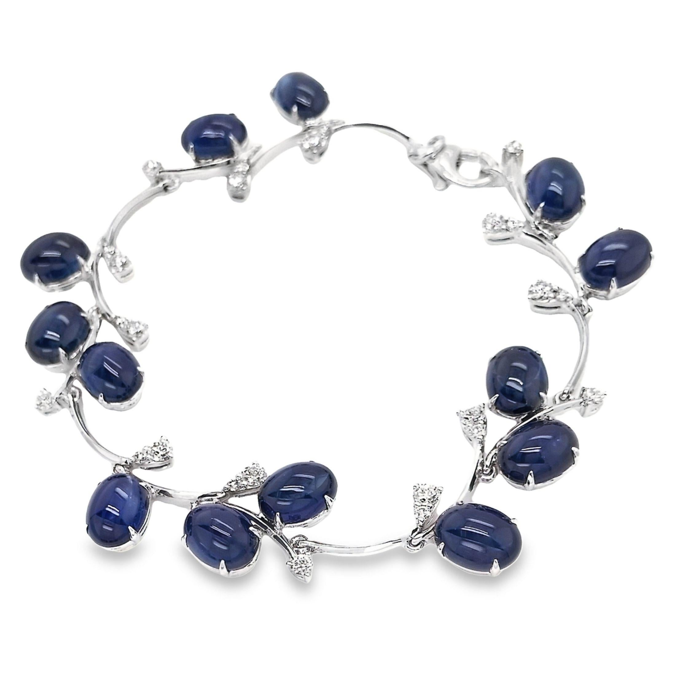 IGI Certified 24.23ct Natural Sapphires 1.01ct Natural Diamonds Gold Bracelet In New Condition For Sale In Hong Kong, HK